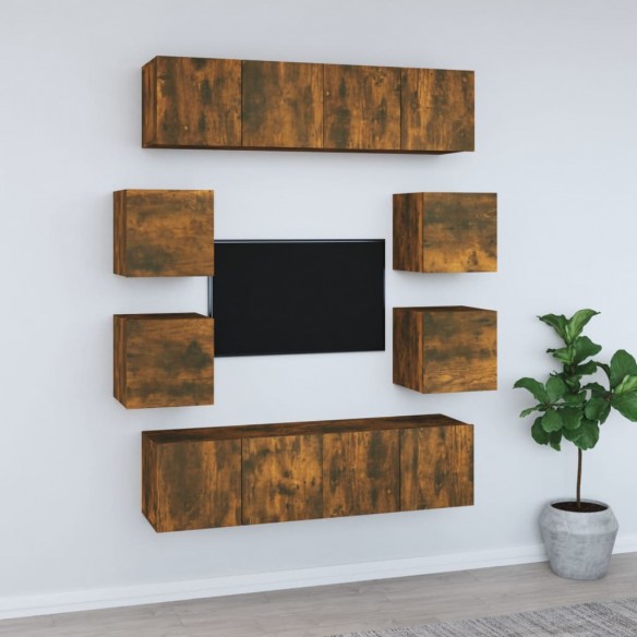 Ensemble de meubles TV 8 pcs Chêne fumé Bois d'ingénierie