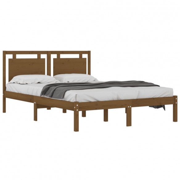 Cadre de lit Marron miel Bois massif 120x190 cm Petit Double