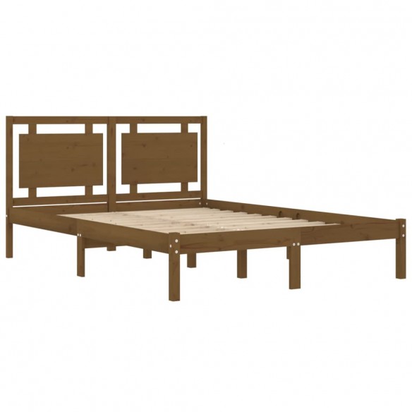 Cadre de lit Marron miel Bois massif 120x190 cm Petit Double