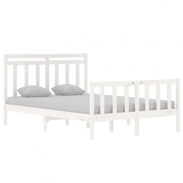 Cadre de lit Blanc Bois massif 135x190 cm Double