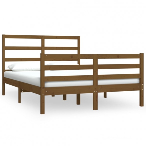 Cadre de lit Marron miel Bois pin massif 120x190cm Petit Double