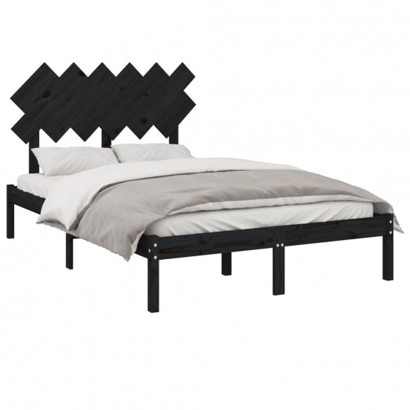 Cadre de lit Noir 120x190 cm Petit Double Bois massif