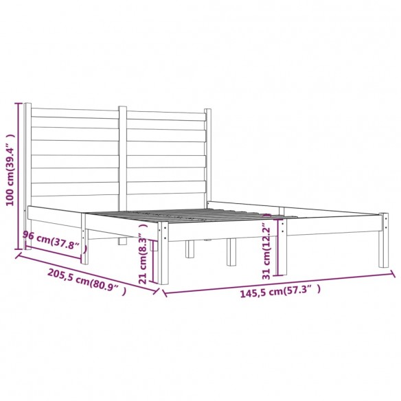 Cadre de lit Marron miel Bois de pin massif 140x200 cm