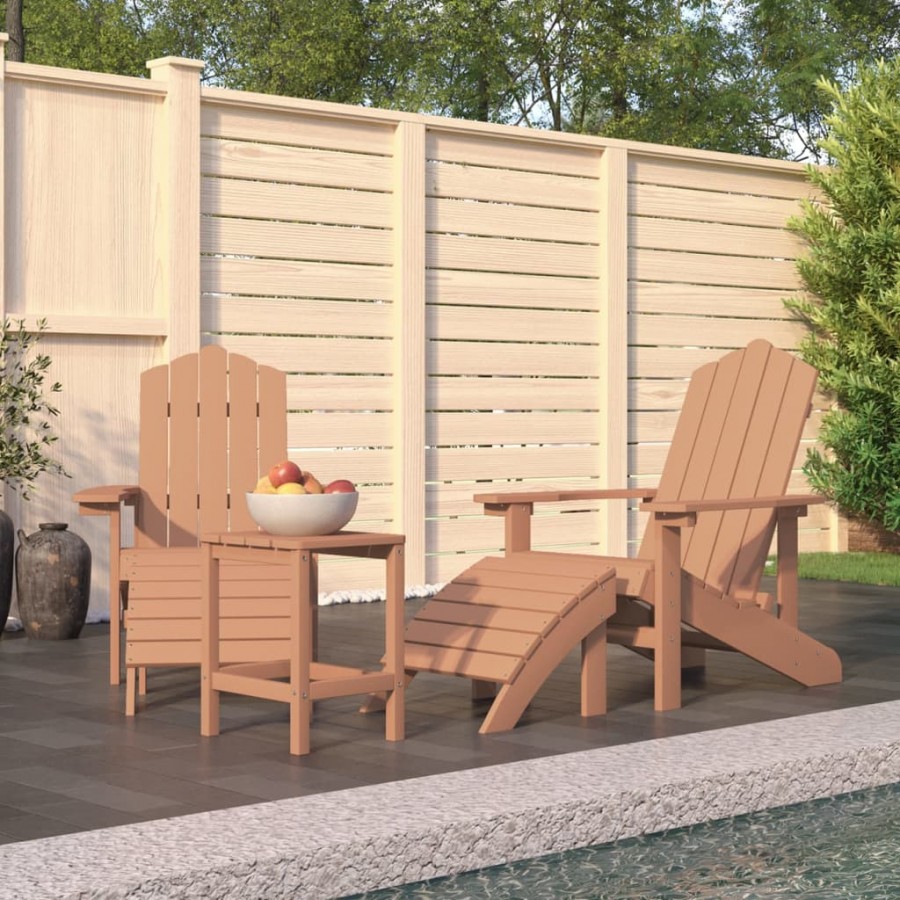 Chaises de jardin Adirondack repose-pied et table PEHD Marron