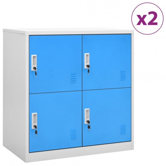 Armoires à casiers 2 pcs Gris clair et bleu 90x45x92,5 cm Acier