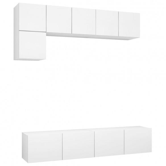 Ensemble de meuble TV 5 pcs Blanc Aggloméré