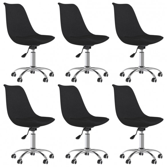 Chaises pivotantes à manger lot de 6 Noir Tissu