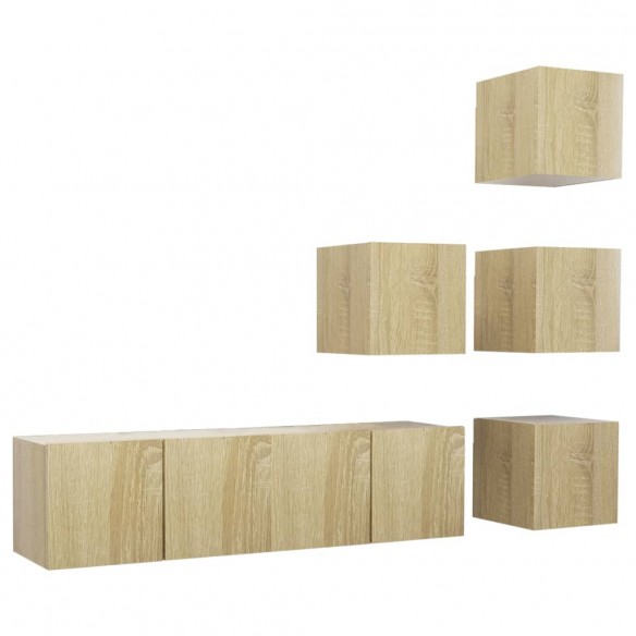 Ensemble de meuble TV 6 pcs Chêne sonoma Aggloméré