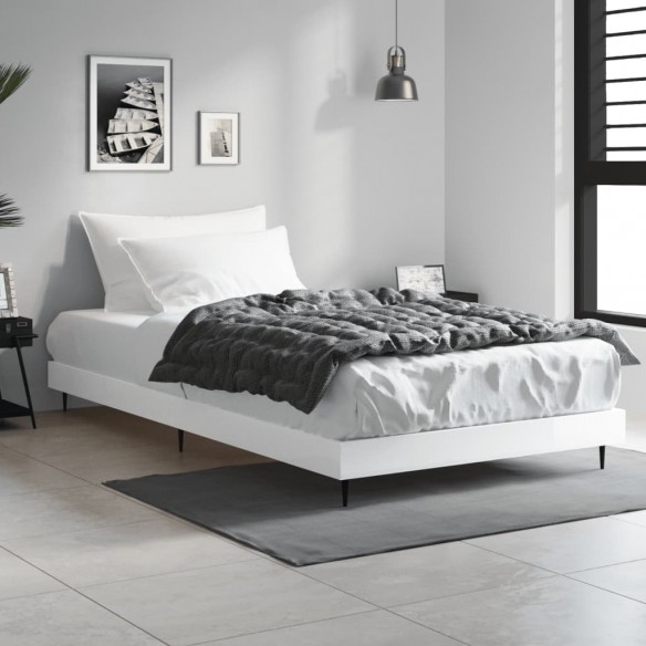 Cadre de lit blanc brillant 100x200 cm bois d'ingénierie