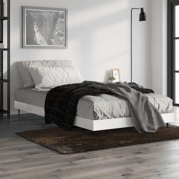 Cadre de lit blanc brillant 100x200 cm bois d'ingénierie