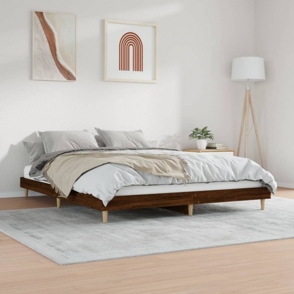 Cadre de lit chêne marron 180x200 cm bois d'ingénierie
