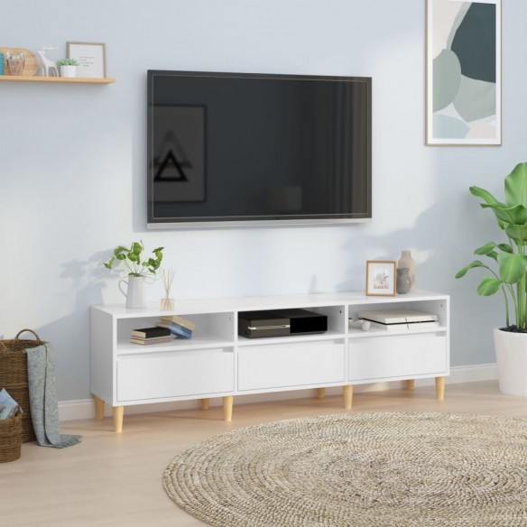Meuble TV blanc brillant 150x30x44,5 cm bois d'ingénierie
