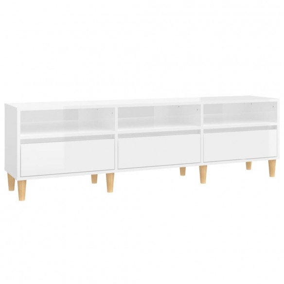 Meuble TV blanc brillant 150x30x44,5 cm bois d'ingénierie