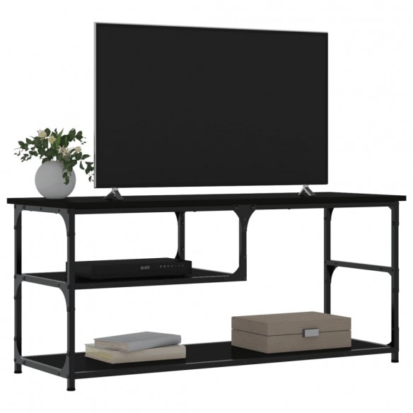 Meuble TV noir 103x38x46,5 cm bois d'ingénierie et acier