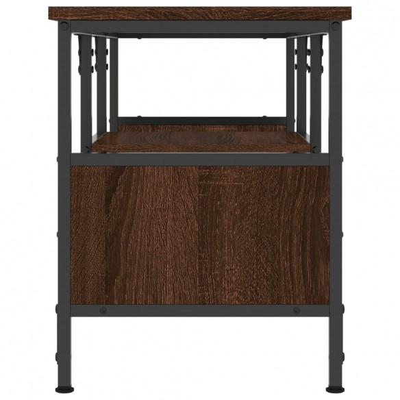 Meuble TV chêne marron 100x35x45 cm bois d'ingénierie et fer