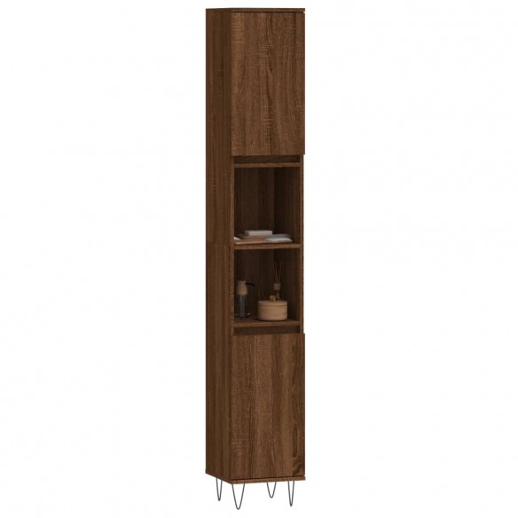 Armoire de bain chêne marron 30x30x190 cm bois d'ingénierie