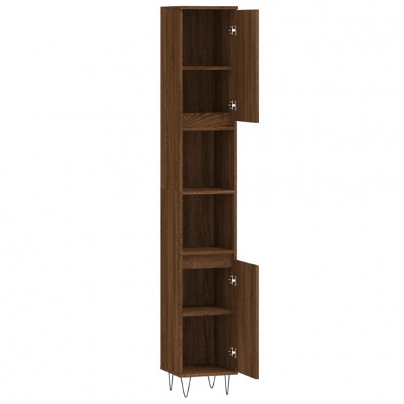 Armoire de bain chêne marron 30x30x190 cm bois d'ingénierie