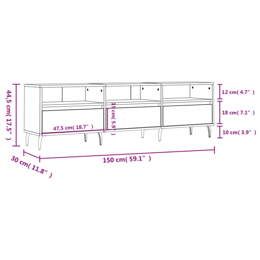 Meuble TV chêne sonoma 150x30x44,5 cm bois d'ingénierie Meuble TV chêne sonoma 150x30x44,5 cm bois d'ingénierie