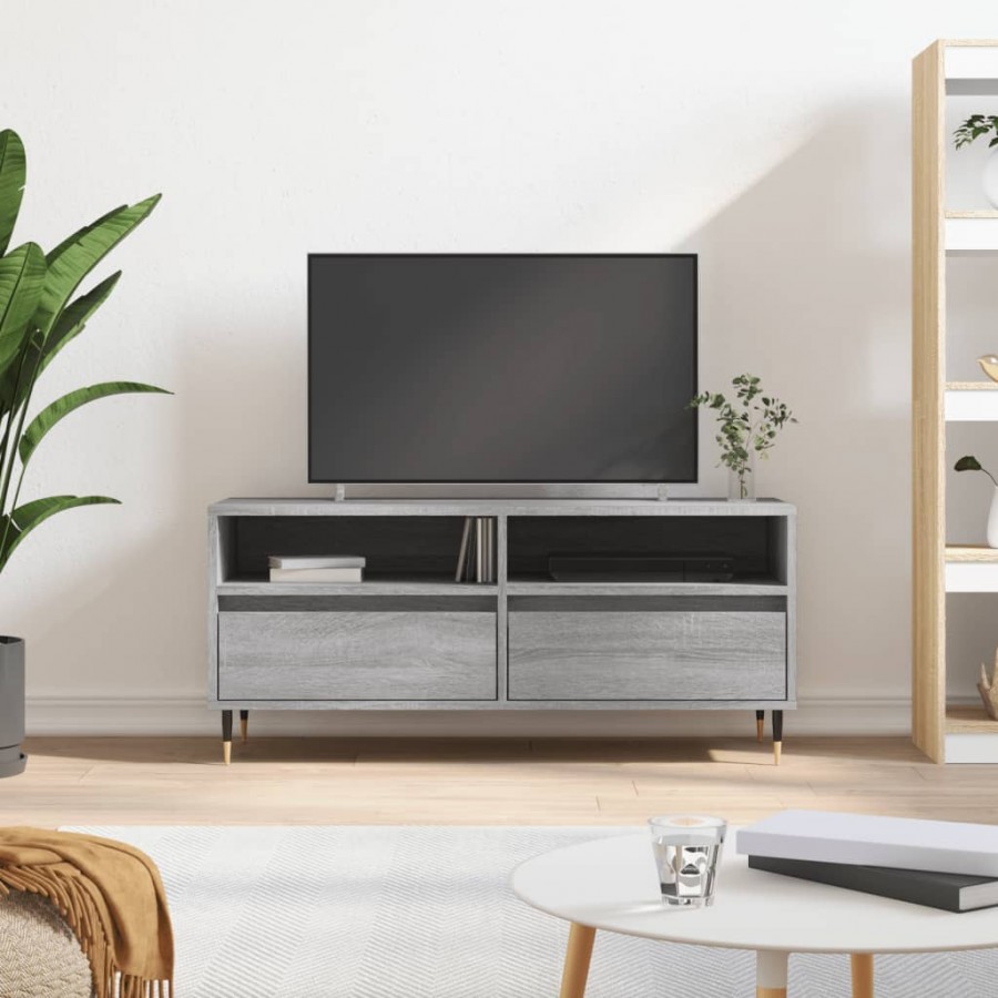 Meuble TV sonoma gris 100x34,5x44,5 cm bois d'ingénierie
