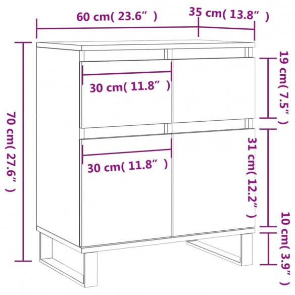 Buffet Sonoma gris 60x35x70 cm Bois d'ingénierie