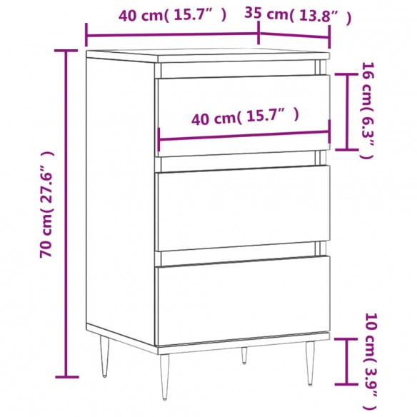 Buffet chêne fumé 40x35x70 cm bois d'ingénierie