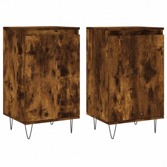 Buffets 2 pcs chêne fumé 40x35x70 cm bois d'ingénierie