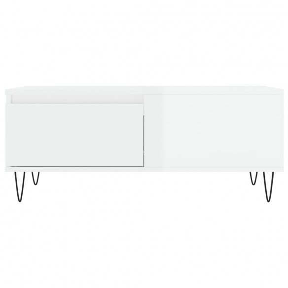 Table basse Blanc brillant 90x50x36,5 cm Bois d'ingénierie