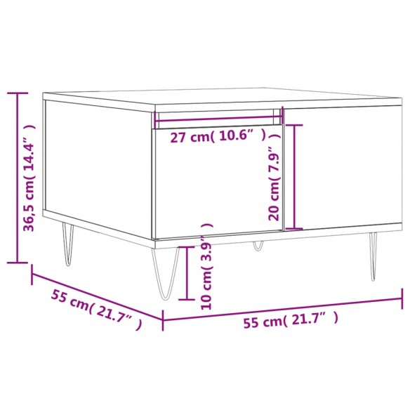 Table basse chêne fumé 55x55x36,5 cm bois d'ingénierie