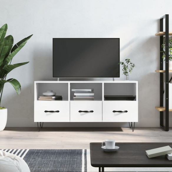 Meuble TV Blanc brillant 102x36x50 cm Bois d'ingénierie