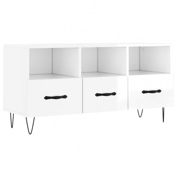 Meuble TV Blanc brillant 102x36x50 cm Bois d'ingénierie