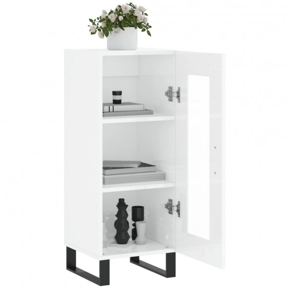 Buffet Blanc brillant 34,5x34x90 cm Bois d'ingénierie