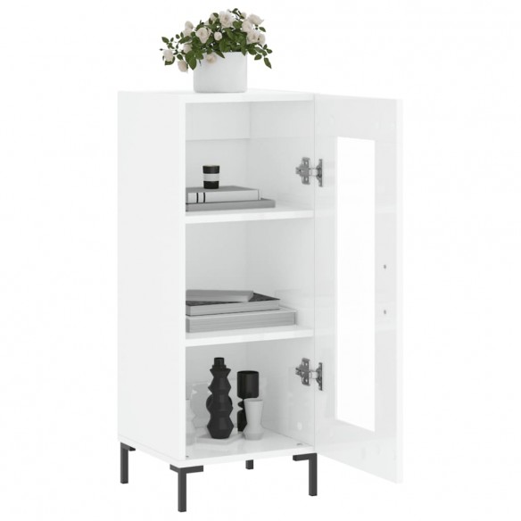 Buffet Blanc brillant 34,5x34x90 cm Bois d'ingénierie