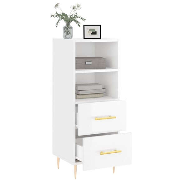 Buffet Blanc brillant 34,5x34x90 cm Bois d'ingénierie