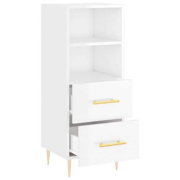 Buffet Blanc brillant 34,5x34x90 cm Bois d'ingénierie