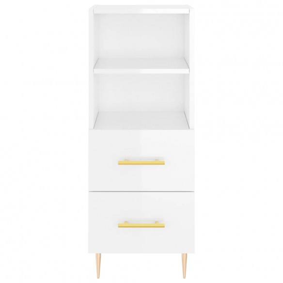 Buffet Blanc brillant 34,5x34x90 cm Bois d'ingénierie