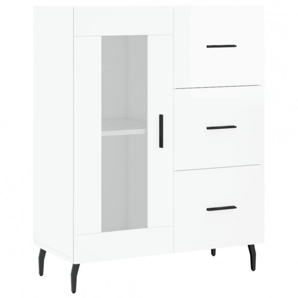 Buffet Blanc brillant 69,5x34x90 cm Bois d'ingénierie