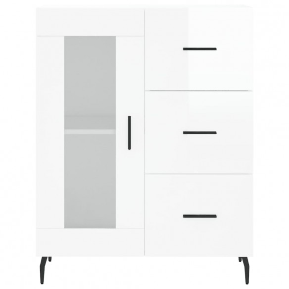 Buffet Blanc brillant 69,5x34x90 cm Bois d'ingénierie