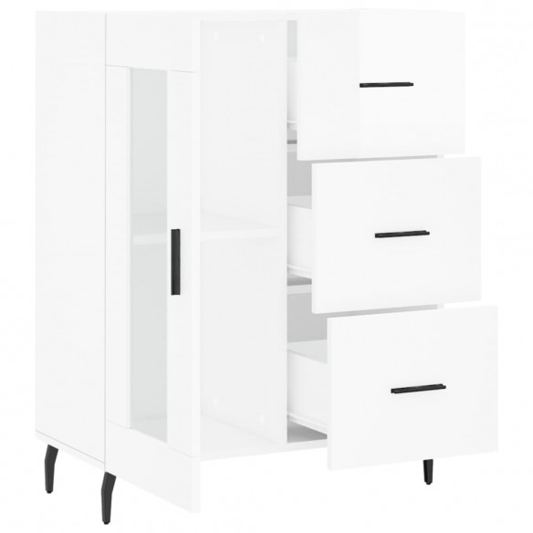 Buffet Blanc brillant 69,5x34x90 cm Bois d'ingénierie