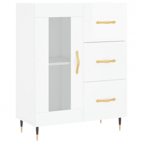 Buffet Blanc brillant 69,5x34x90 cm Bois d'ingénierie