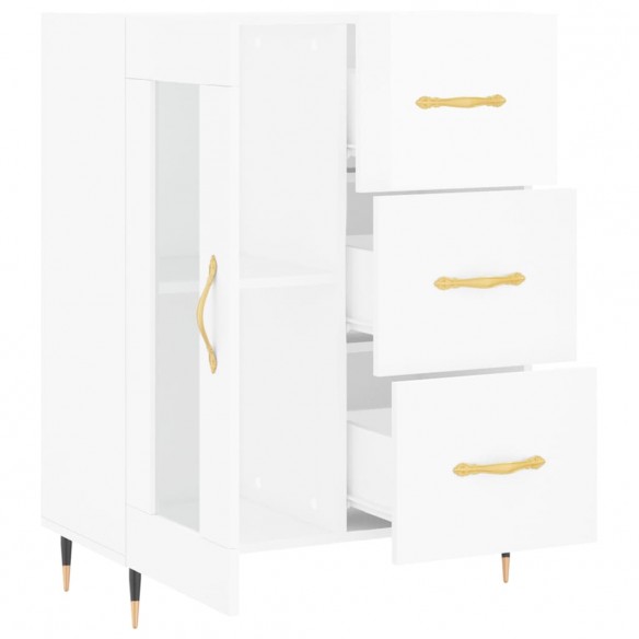 Buffet Blanc brillant 69,5x34x90 cm Bois d'ingénierie