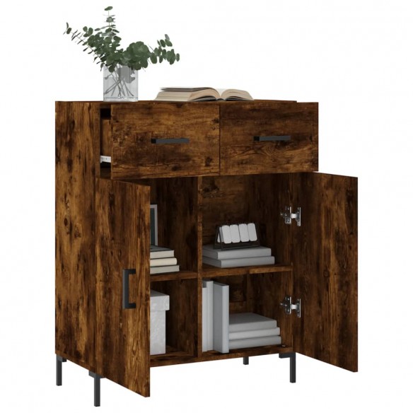 Buffet chêne fumé 69,5x34x90 cm bois d'ingénierie