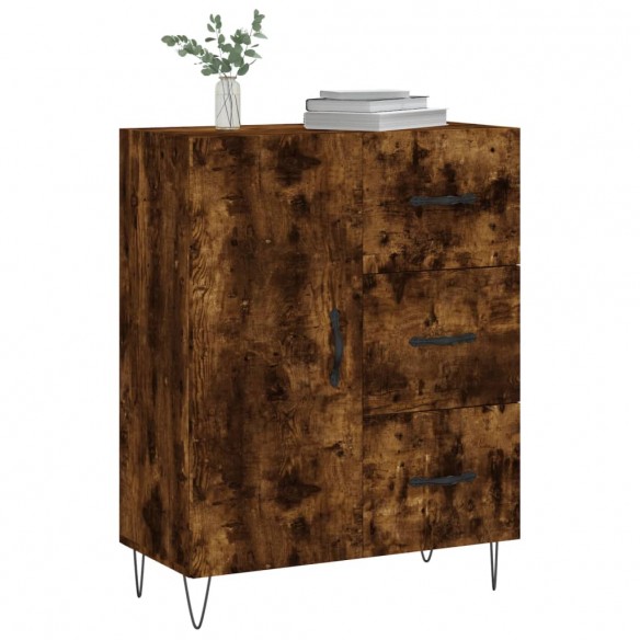 Buffet chêne fumé 69,5x34x90 cm bois d'ingénierie