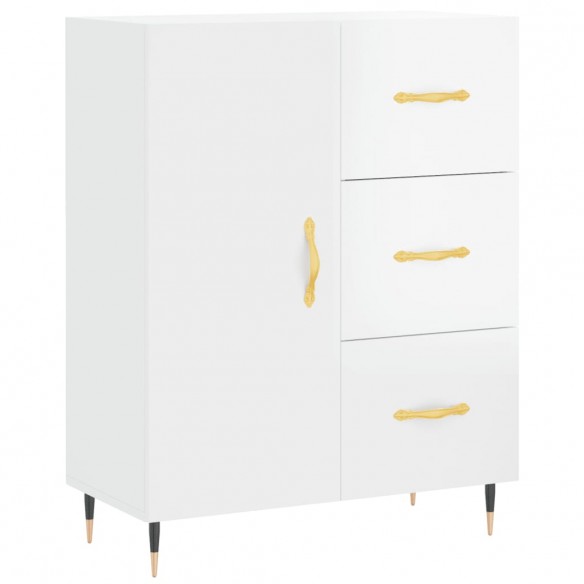 Buffet Blanc brillant 69,5x34x90 cm Bois d'ingénierie