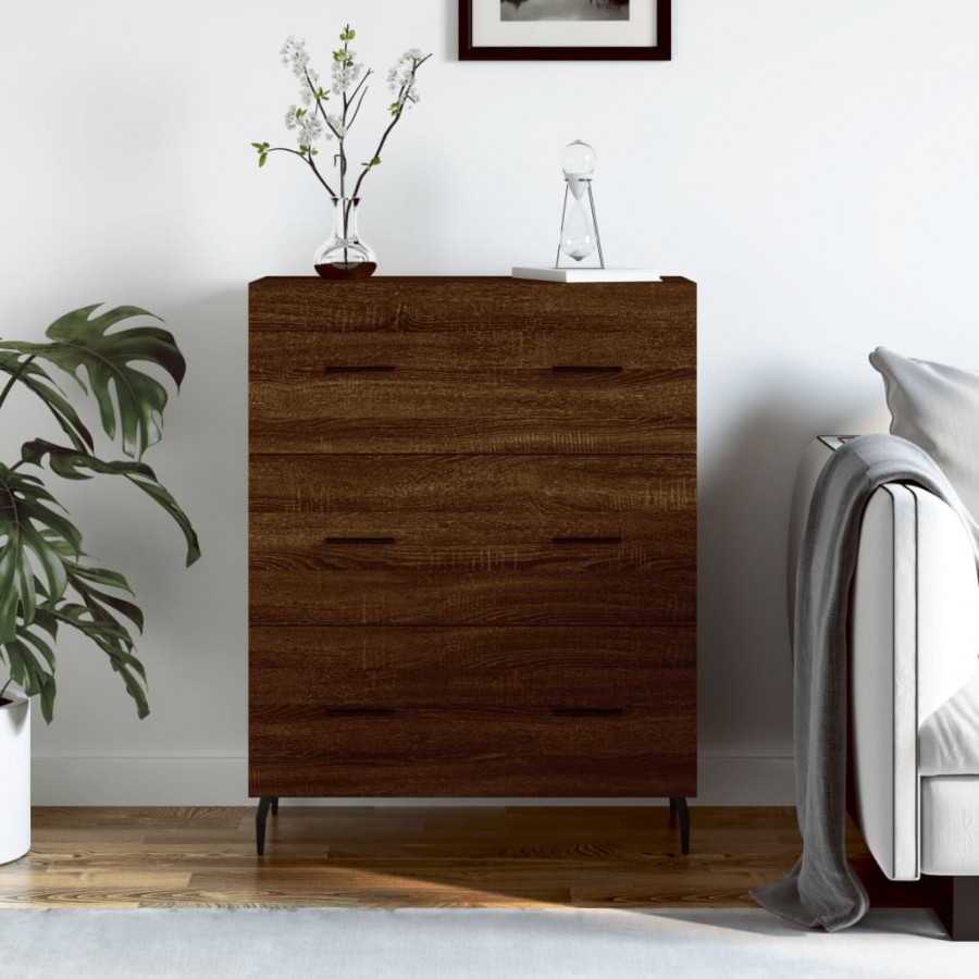 Buffet chêne marron 69,5x34x90 cm bois d'ingénierie