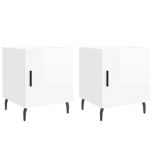 Tables de chevet 2 pcs blanc brillant 40x40x50 cm