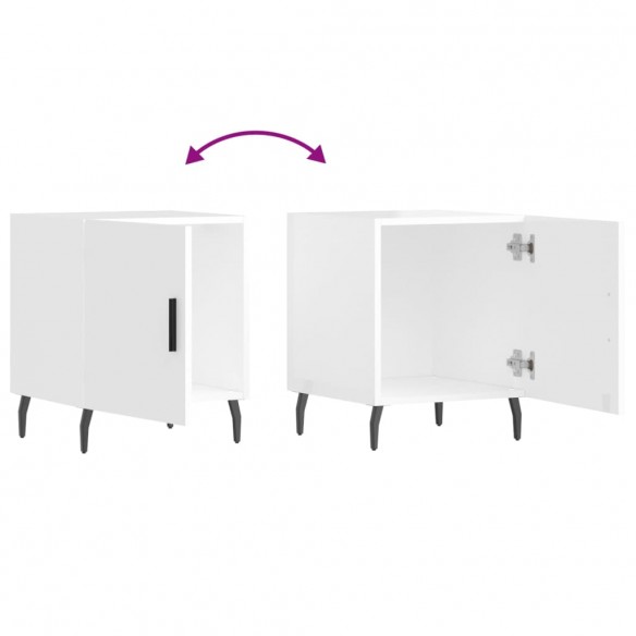 Tables de chevet 2 pcs blanc brillant 40x40x50 cm