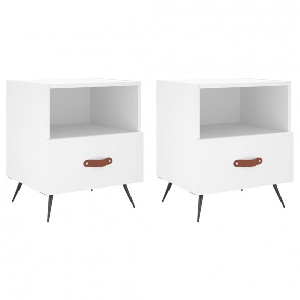 Tables de chevet 2 pcs blanc 40x35x47,5 cm bois d’ingénierie