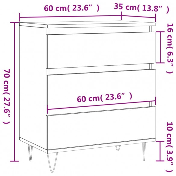 Buffet Chêne fumé 60x35x70 cm Bois d'ingénierie