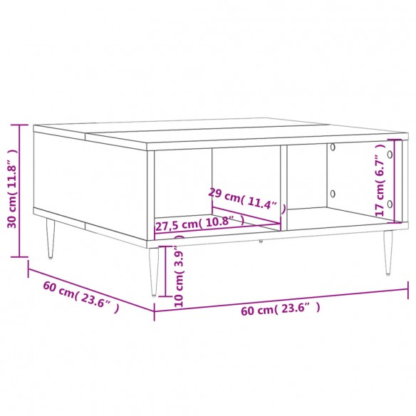 Table basse blanc 60x60x30 cm bois d'ingénierie