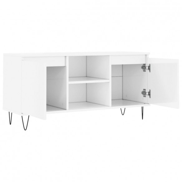 Meuble TV blanc brillant 104x35x50 cm bois d'ingénierie